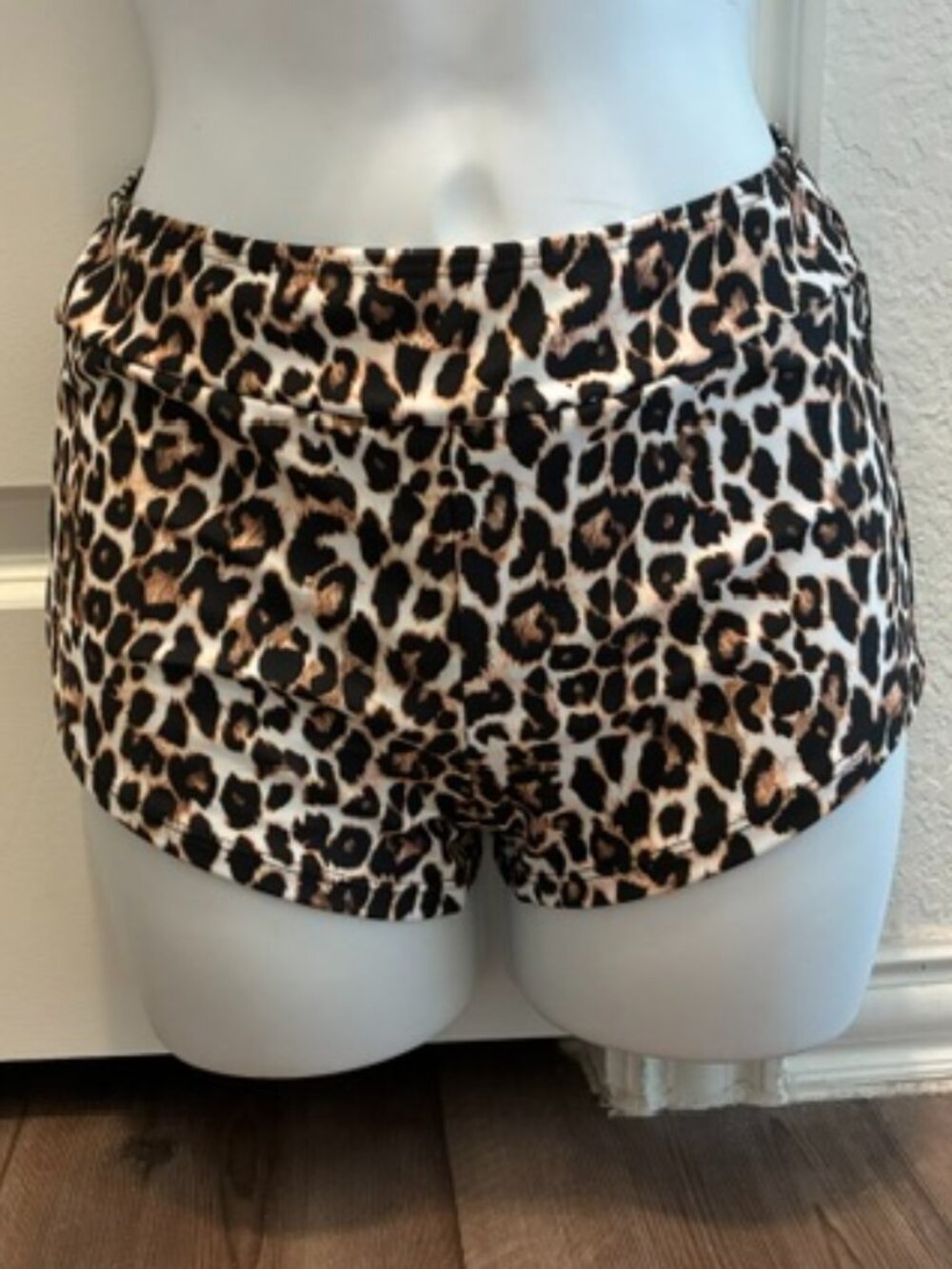 NEW * LEOPARD Animal Print BROWN Black WHITE Stretch BOY SHORT Swim Bottoms * XS